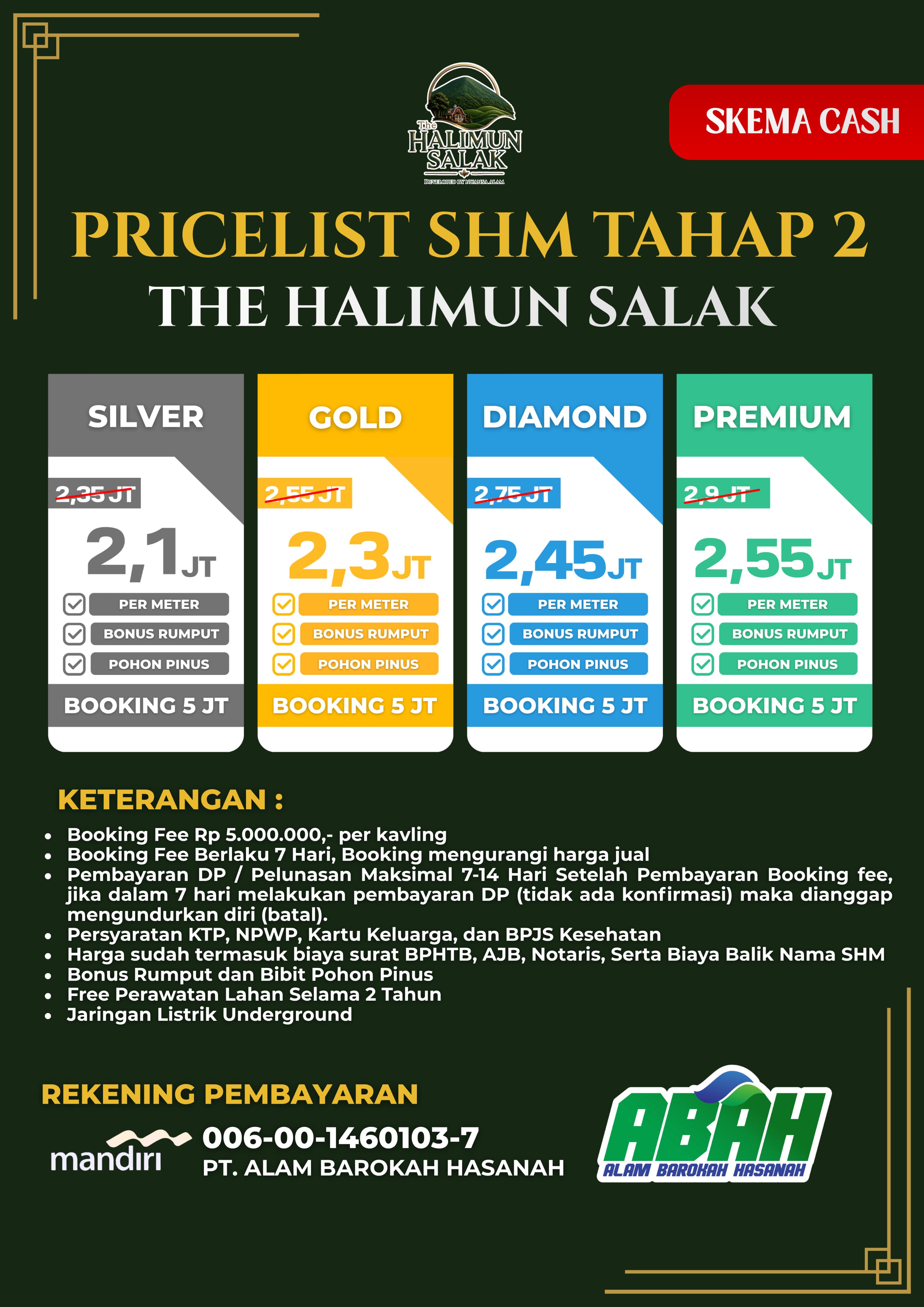 Pricelist SHM Tahap 2 The Halimun Salak